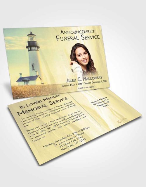 Funeral Announcement Card Template At Dusk Lighthouse Clarity