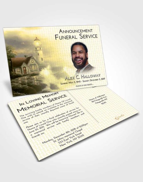 Funeral Announcement Card Template At Dusk Lighthouse Lookout