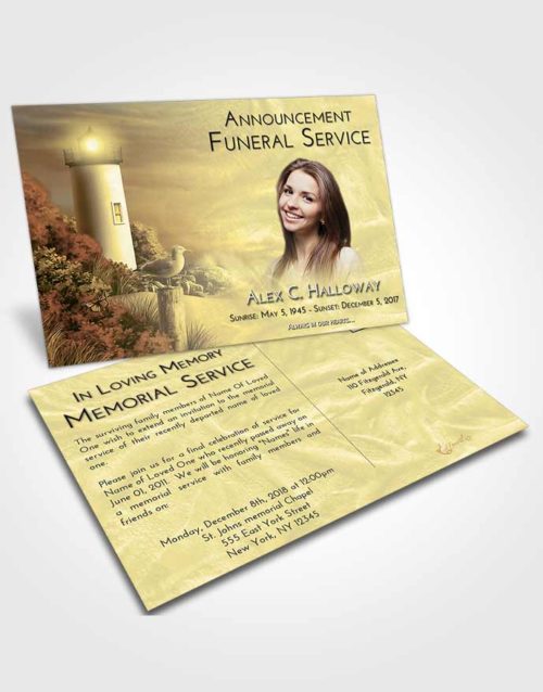 Funeral Announcement Card Template At Dusk Lighthouse Mystery