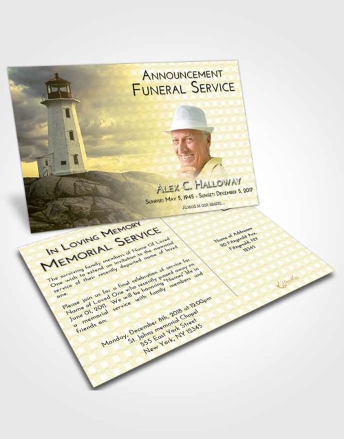 Funeral Announcement Card Template At Dusk Lighthouse Safety
