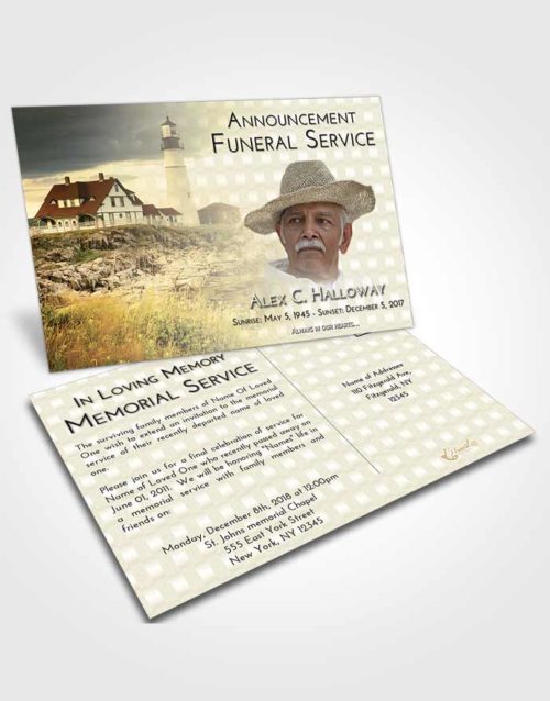 Funeral Announcement Card Template At Dusk Lighthouse Secret