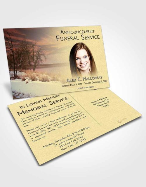 Funeral Announcement Card Template At Dusk Lovely Lake