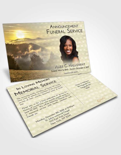 Funeral Announcement Card Template At Dusk Misty Forest