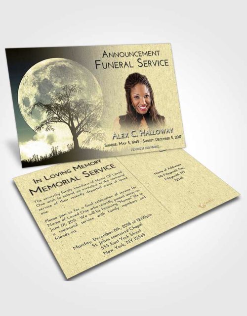 Funeral Announcement Card Template At Dusk Moon Peace