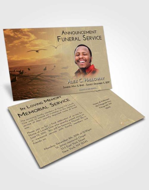 Funeral Announcement Card Template At Dusk Natural Beach