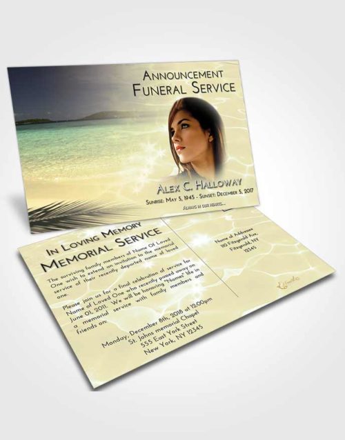 Funeral Announcement Card Template At Dusk Ocean Ripples