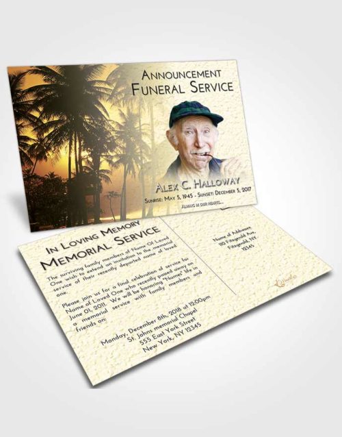Funeral Announcement Card Template At Dusk Palm Paradise