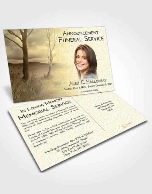 Funeral Announcement Card Template At Dusk Peaceful Fall