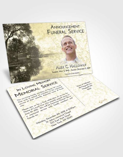 Funeral Announcement Card Template At Dusk River Reflection