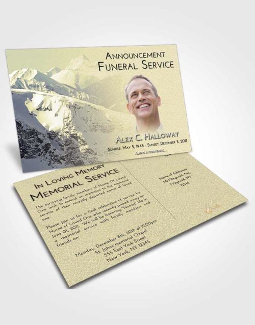 Funeral Announcement Card Template At Dusk Snowy Mountains