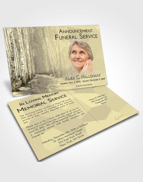 Funeral Announcement Card Template At Dusk Snowy Stream