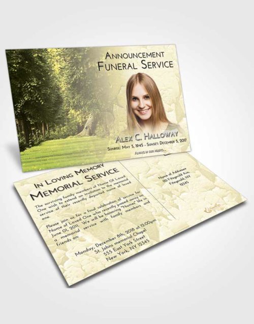 Funeral Announcement Card Template At Dusk Summer Forest