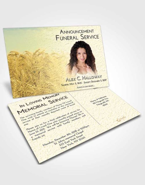 Funeral Announcement Card Template At Dusk Summer Wheat