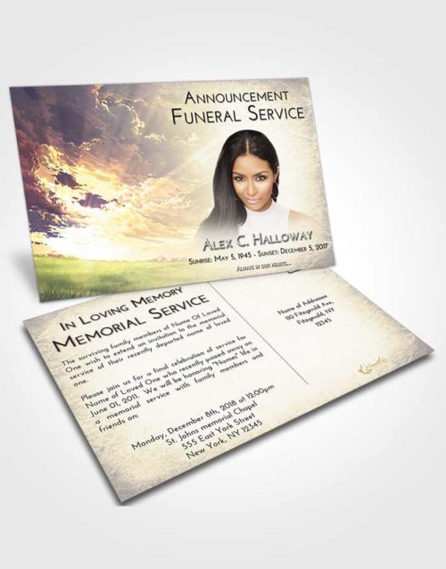 Funeral Announcement Card Template At Dusk Sunset Mystery