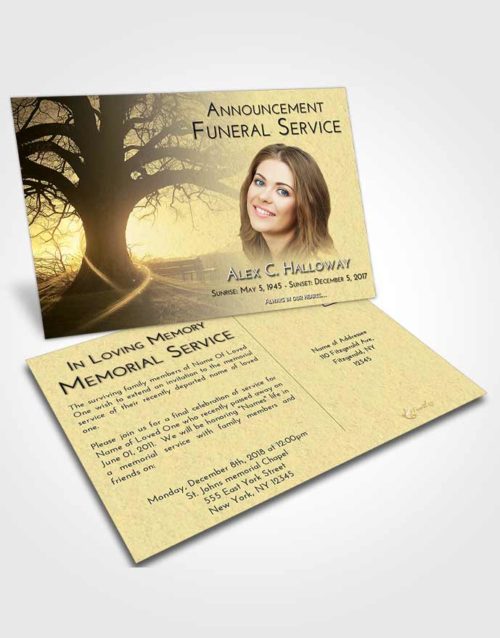 Funeral Announcement Card Template At Dusk Tree Serenity