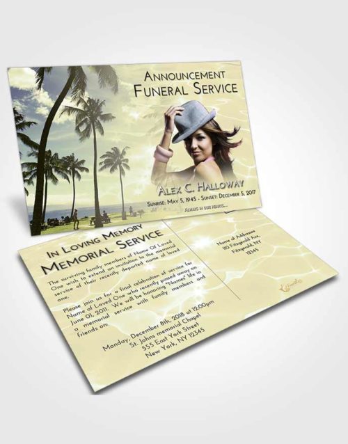 Funeral Announcement Card Template At Dusk Tropical Breeze