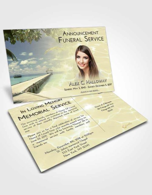 Funeral Announcement Card Template At Dusk Tropical Ocean Walk