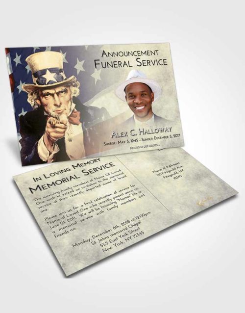 Funeral Announcement Card Template At Dusk Uncle Sam