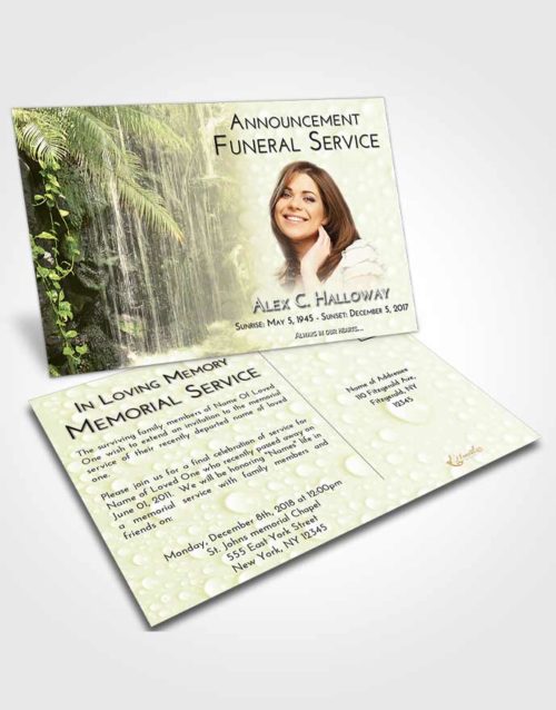 Funeral Announcement Card Template At Dusk Waterfall Breeze