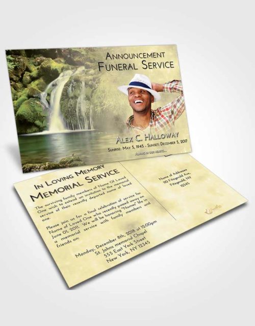 Funeral Announcement Card Template At Dusk Waterfall Clarity