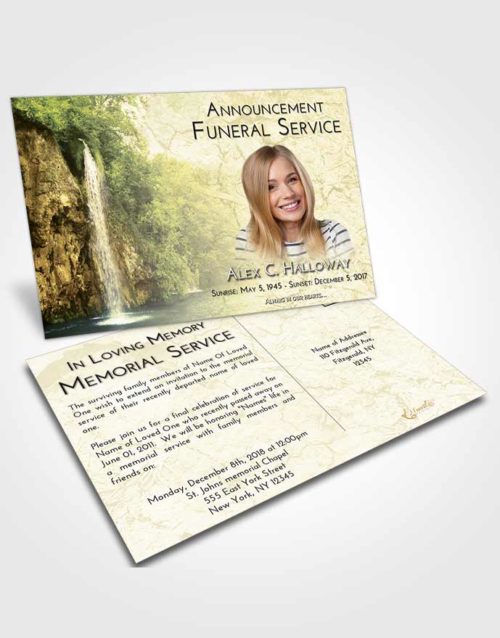 Funeral Announcement Card Template At Dusk Waterfall Happiness