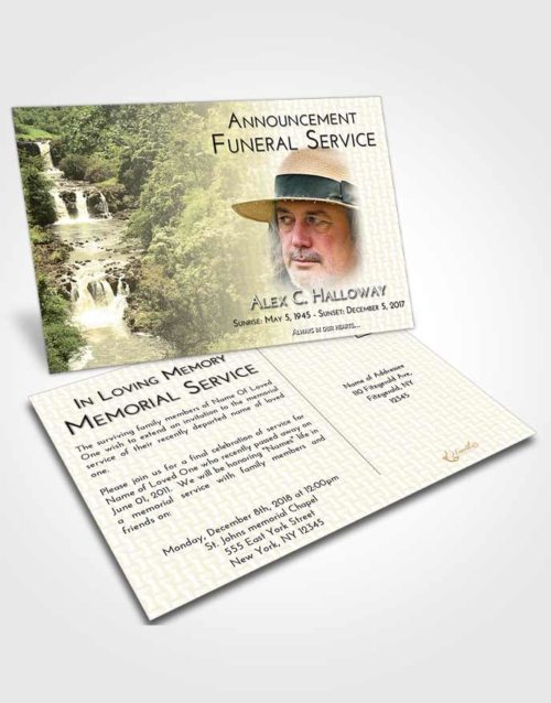 Funeral Announcement Card Template At Dusk Waterfall Liberty