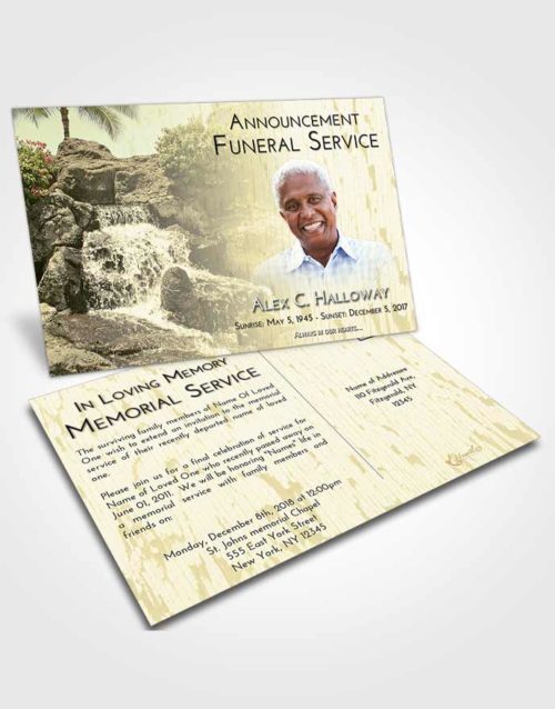 Funeral Announcement Card Template At Dusk Waterfall Masterpiece