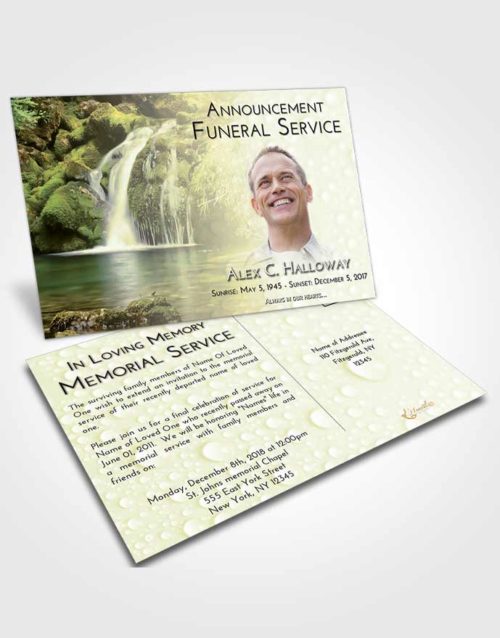 Funeral Announcement Card Template At Dusk Waterfall Paradise
