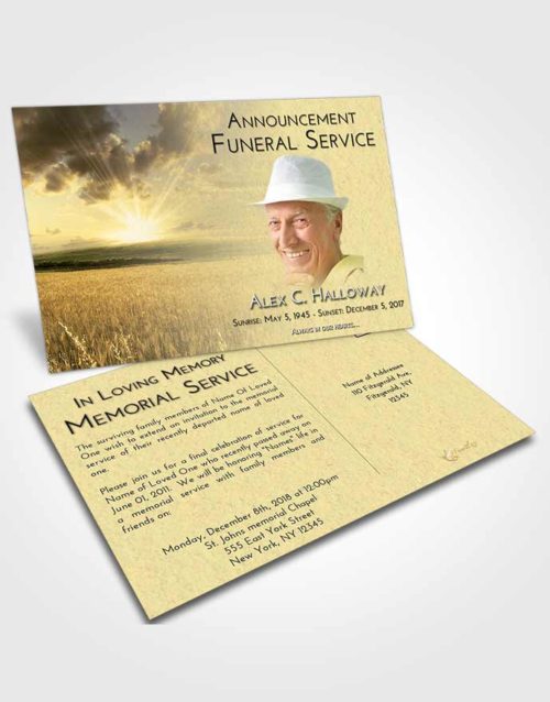 Funeral Announcement Card Template At Dusk Wheat Fields