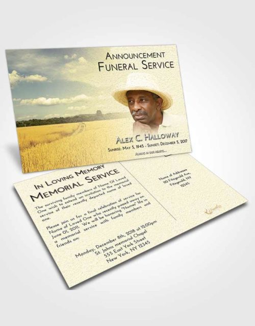 Funeral Announcement Card Template At Dusk Wheat Serenity
