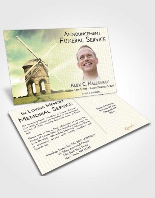 Funeral Announcement Card Template At Dusk Windmill of Honor
