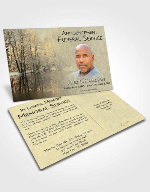 Funeral Announcement Card Template At Dusk Winter Pond
