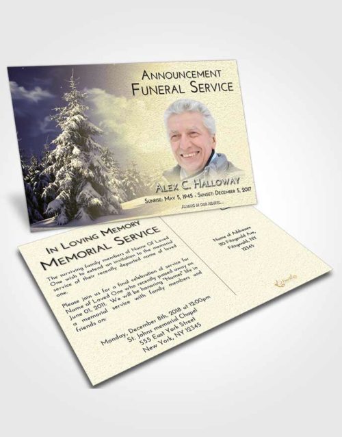 Funeral Announcement Card Template At Dusk Winter Wonderland
