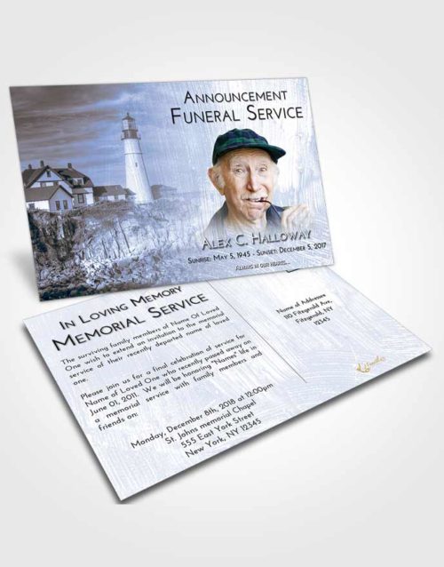 Funeral Announcement Card Template Coral Reef Lighthouse Journey