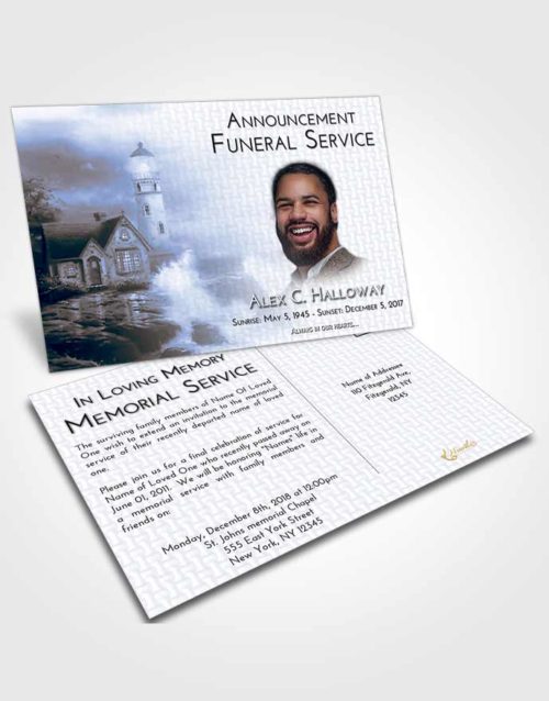 Funeral Announcement Card Template Coral Reef Lighthouse Lookout