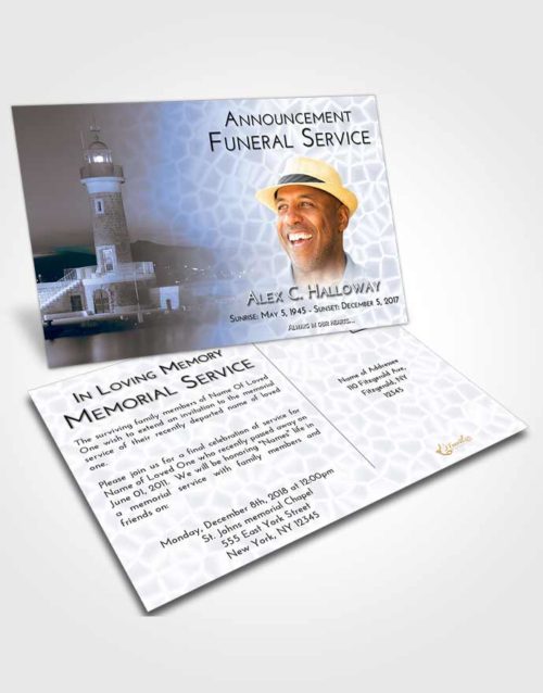 Funeral Announcement Card Template Coral Reef Lighthouse Majesty