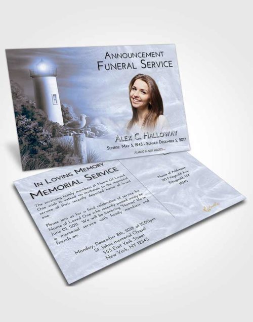 Funeral Announcement Card Template Coral Reef Lighthouse Mystery