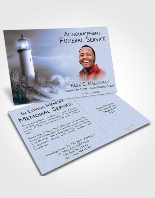 Funeral Announcement Card Template Coral Reef Lighthouse Serenity