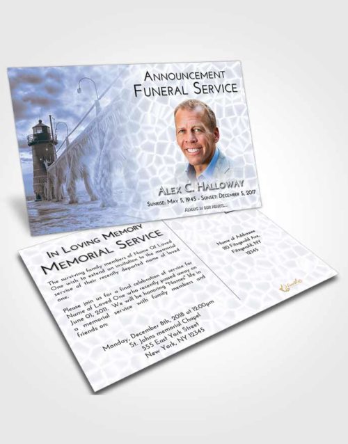 Funeral Announcement Card Template Coral Reef Lighthouse Tranquility
