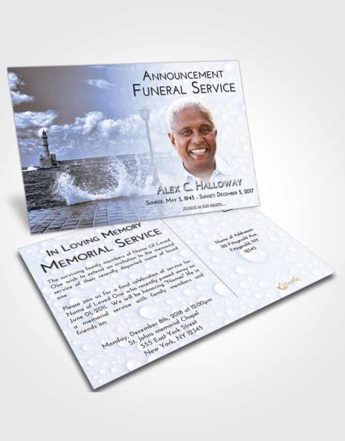 Funeral Announcement Card Template Coral Reef Lighthouse in the Tides
