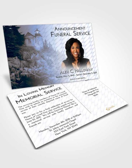 Funeral Announcement Card Template Coral Reef Lighthouse on the Rocks
