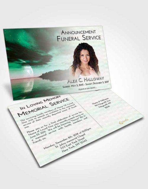 Funeral Announcement Card Template Emerald Illuminated Evening
