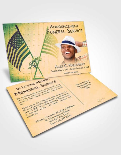 Funeral Announcement Card Template Emerald Serenity American Justice