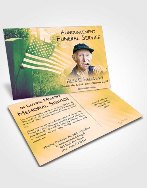 Funeral Announcement Card Template Emerald Serenity American Smile
