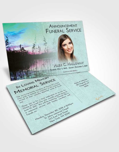 Funeral Announcement Card Template Emerald Serenity Serenity Lake