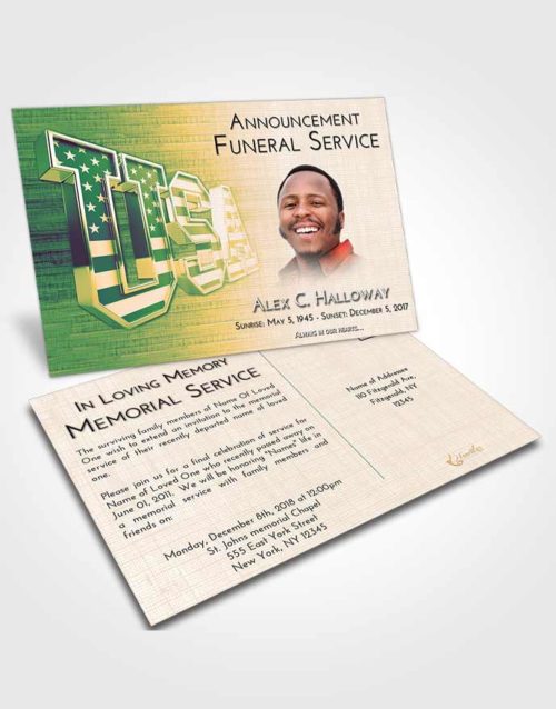 Funeral Announcement Card Template Emerald Serenity USA