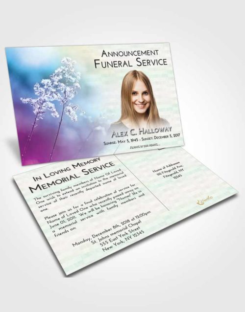 Funeral Announcement Card Template Emerald Sunrise Colorful Spring