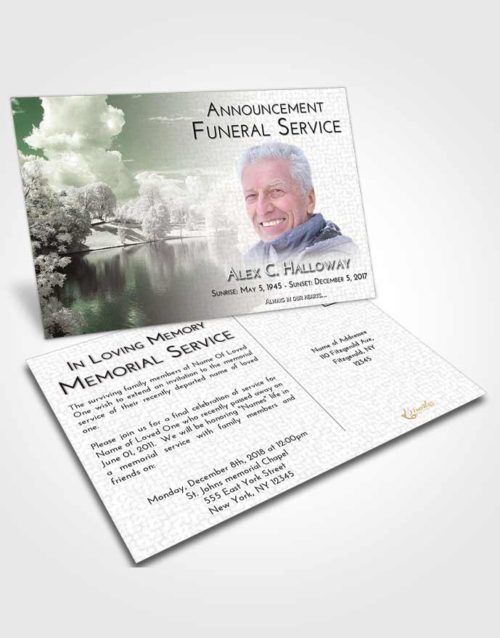 Funeral Announcement Card Template Emerald Sunrise White Winter Park