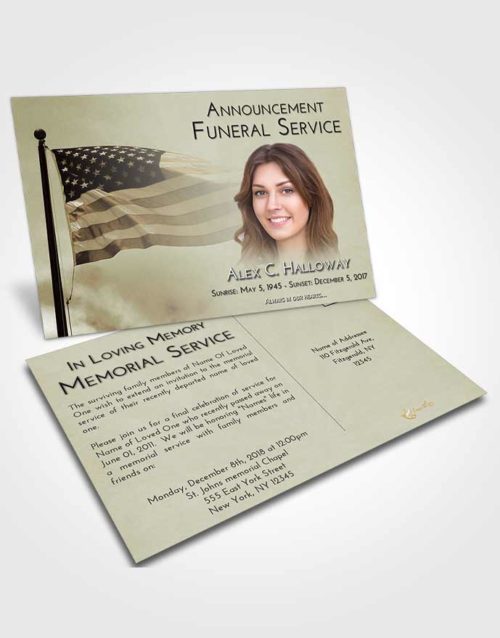Funeral Announcement Card Template Evening American Honor