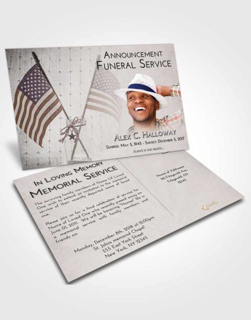 Funeral Announcement Card Template Evening American Justice